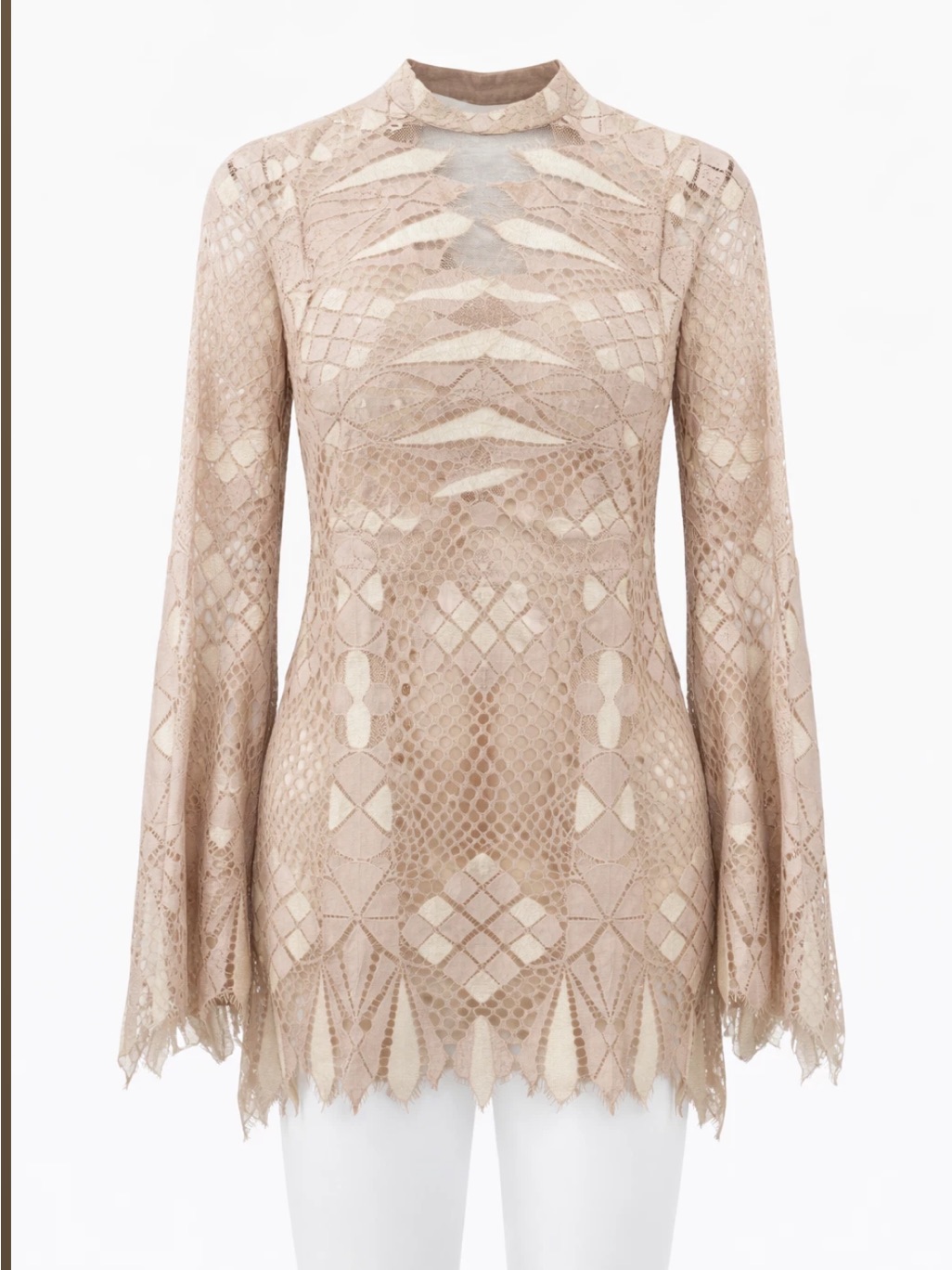 Free People Blush Beige Lace Tunic Top